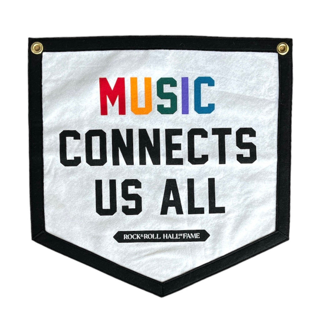 ROCK HALL MUSIC CONNECTS US ALL CAMP FLAG