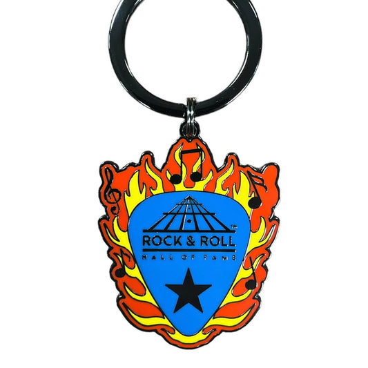 ROCK HALL TWO SIDED FLAMING PIC KEYRING