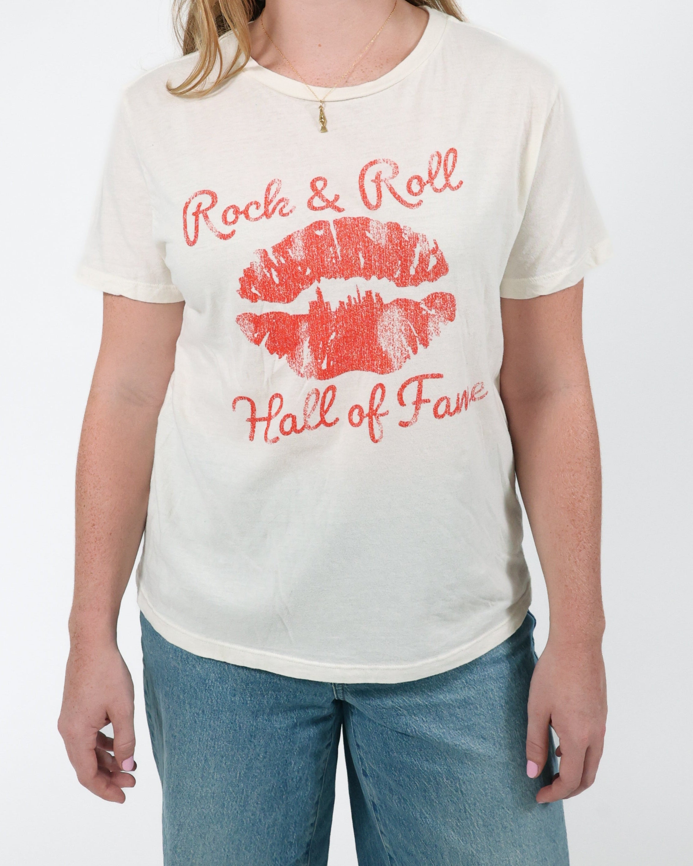 ROCK HALL ROCK N ROLL SKYLINE LIPS FITTED T-SHIRT