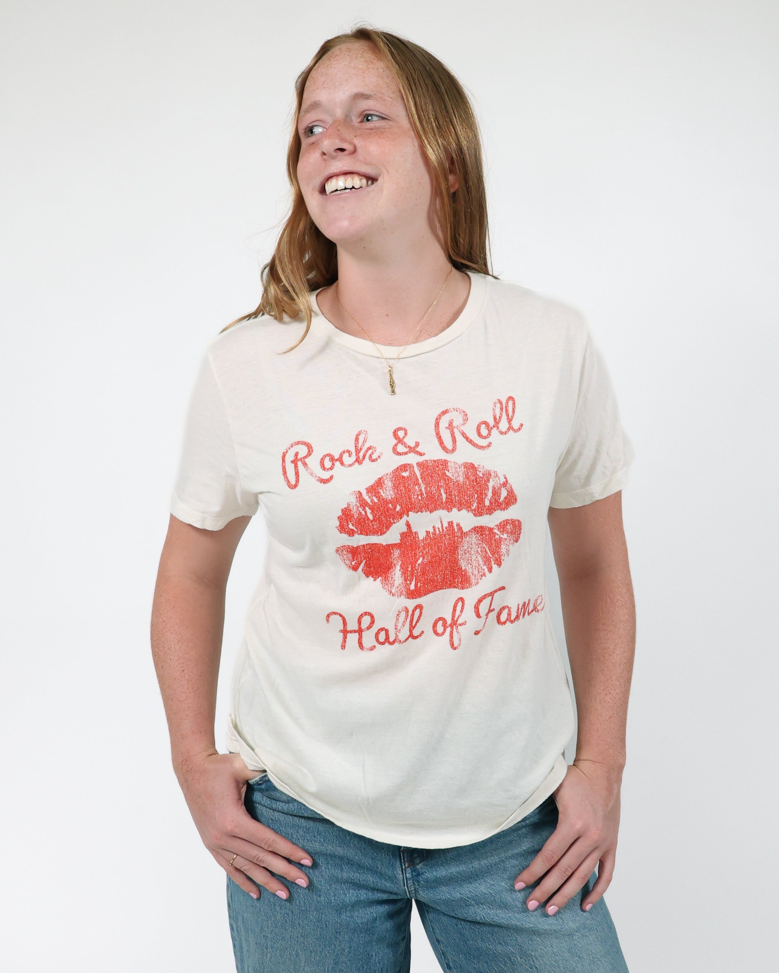ROCK HALL ROCK N ROLL SKYLINE LIPS FITTED T-SHIRT