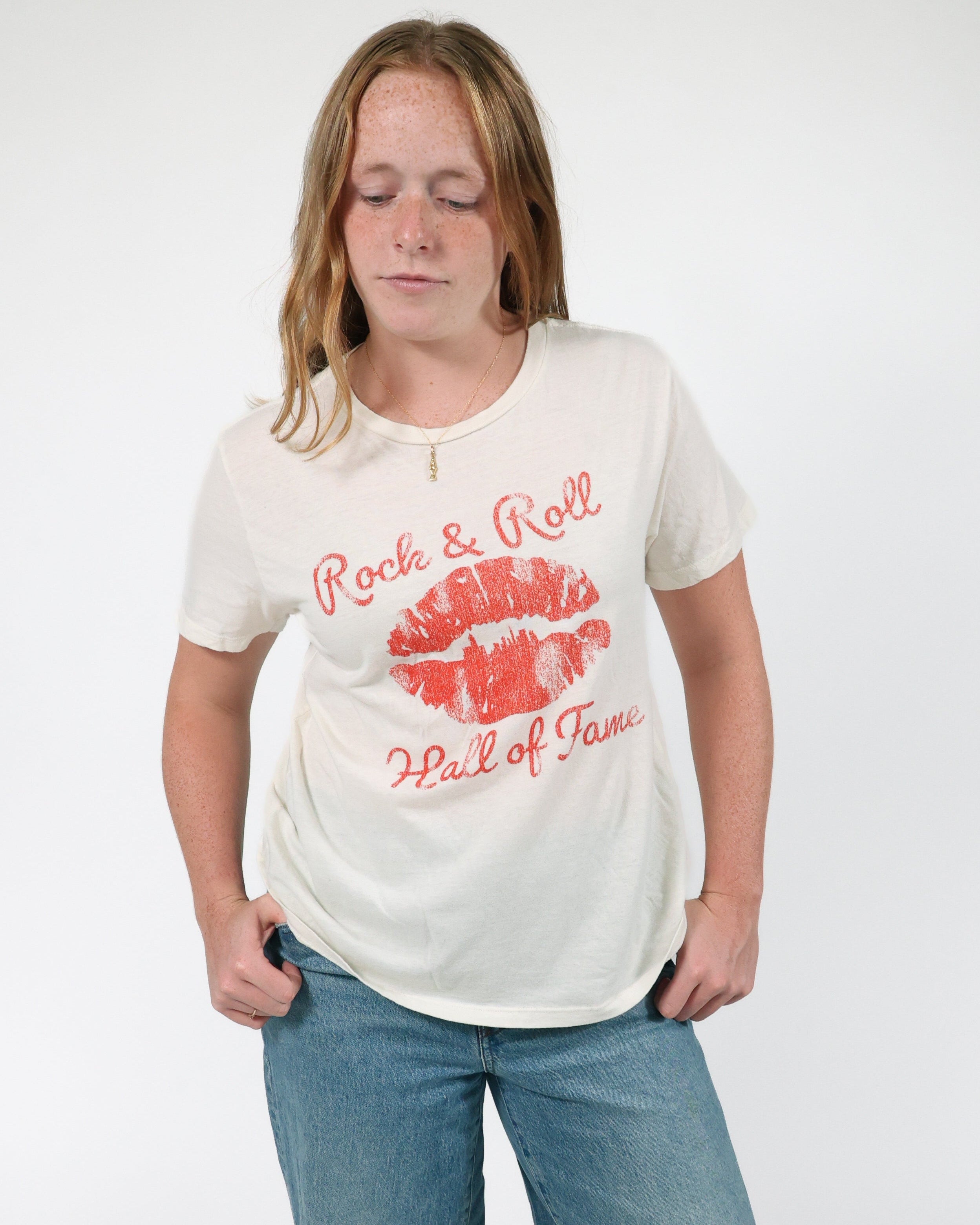 ROCK HALL ROCK N ROLL SKYLINE LIPS FITTED T-SHIRT