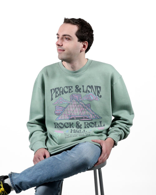 ROCK HALL PEACE & LOVE MUSEUM FITTED CREWNECK SWEATSHIRT