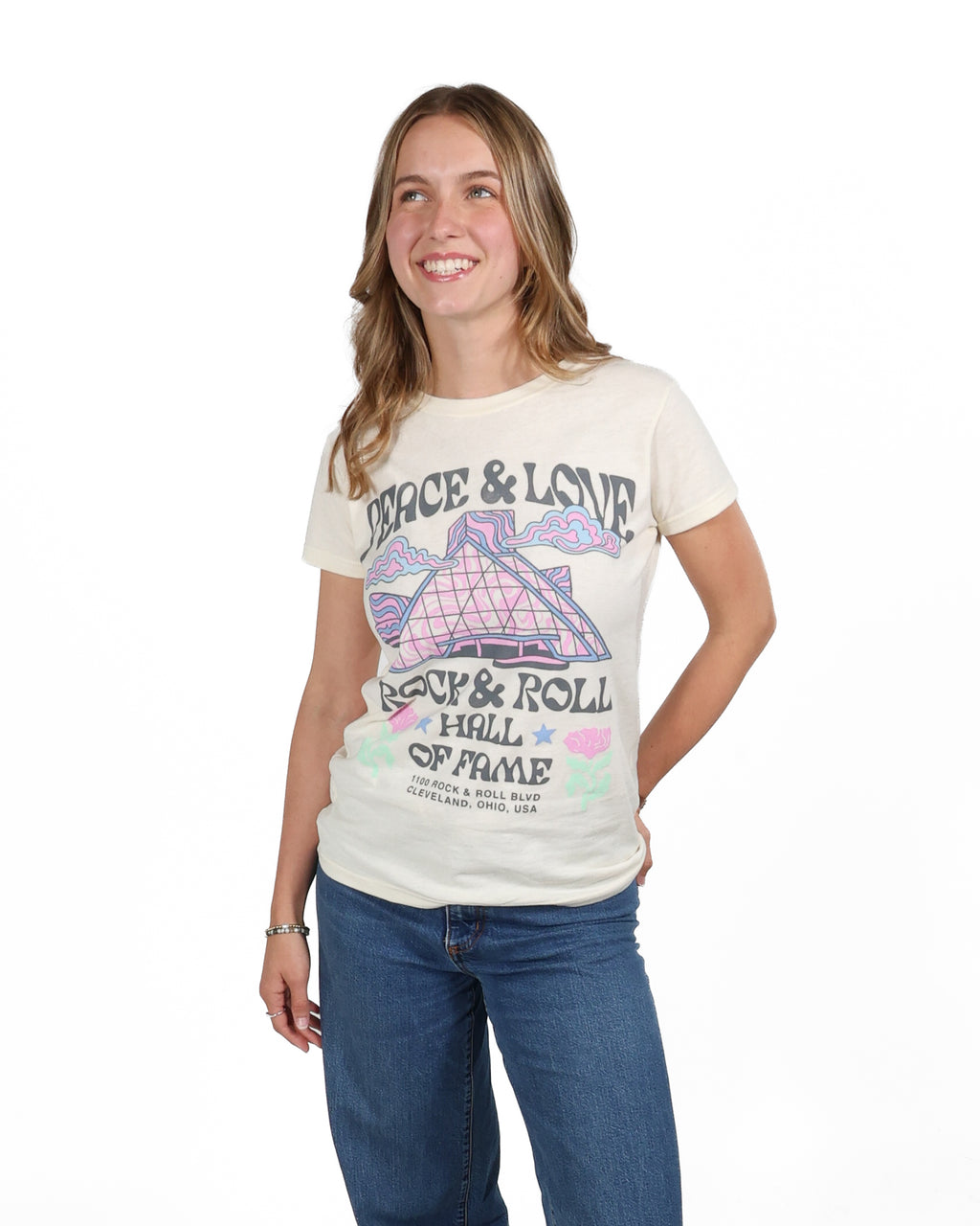 ROCK HALL PEACE & LOVE MUSEUM FITTED T-SHIRT