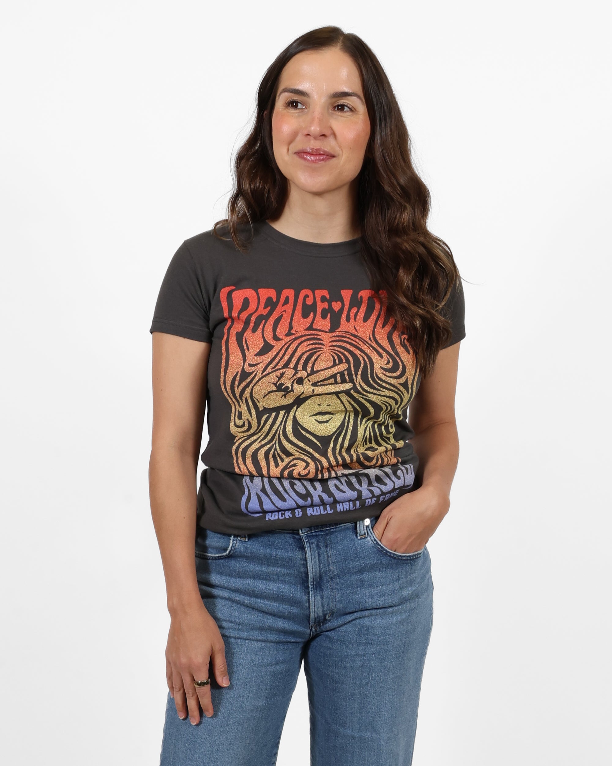 ROCK HALL PEACE LOVE HIPPIE FITTED T-SHIRT