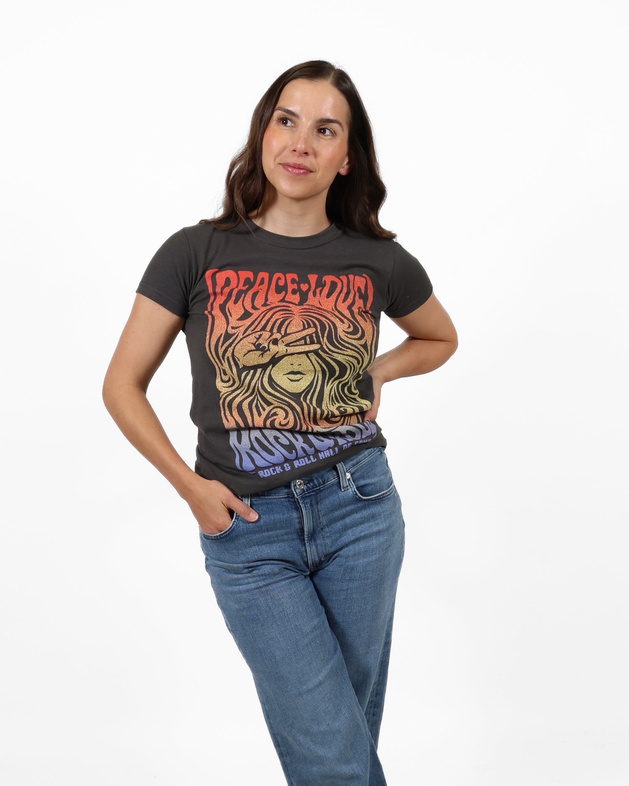 ROCK HALL PEACE LOVE HIPPIE FITTED T-SHIRT