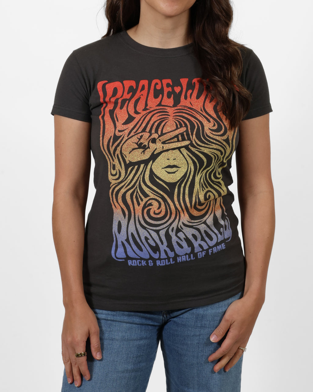 ROCK HALL PEACE LOVE HIPPIE FITTED T-SHIRT