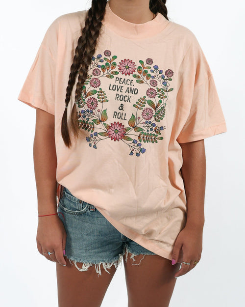 ROCK HALL PEACE LOVE ROCK & ROLL FITTED T-SHIRT