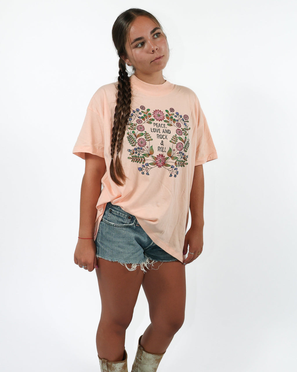 ROCK HALL PEACE LOVE ROCK & ROLL FITTED T-SHIRT