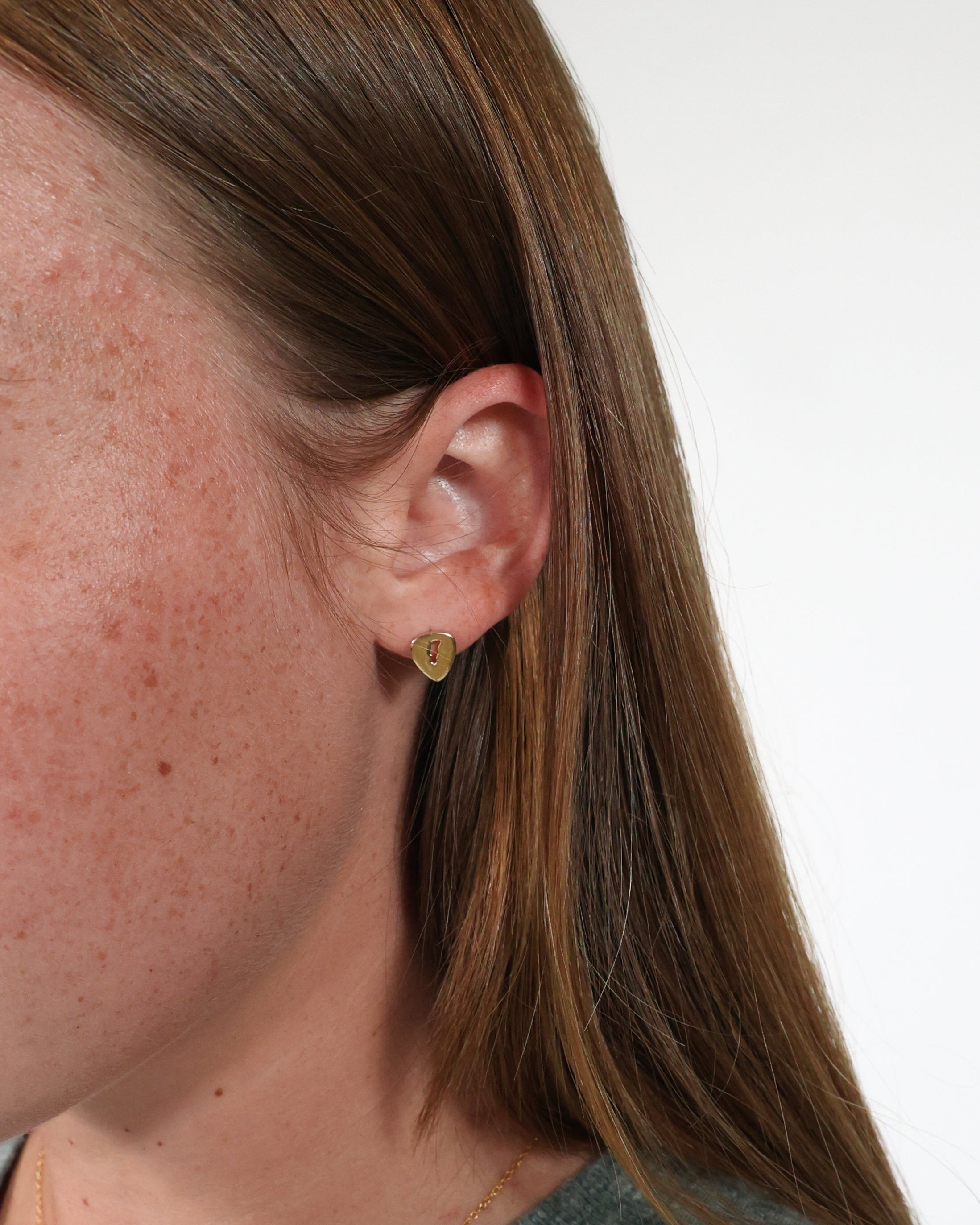 ROCK HALL GOLD GUITAR PICK STUD EARRINGS