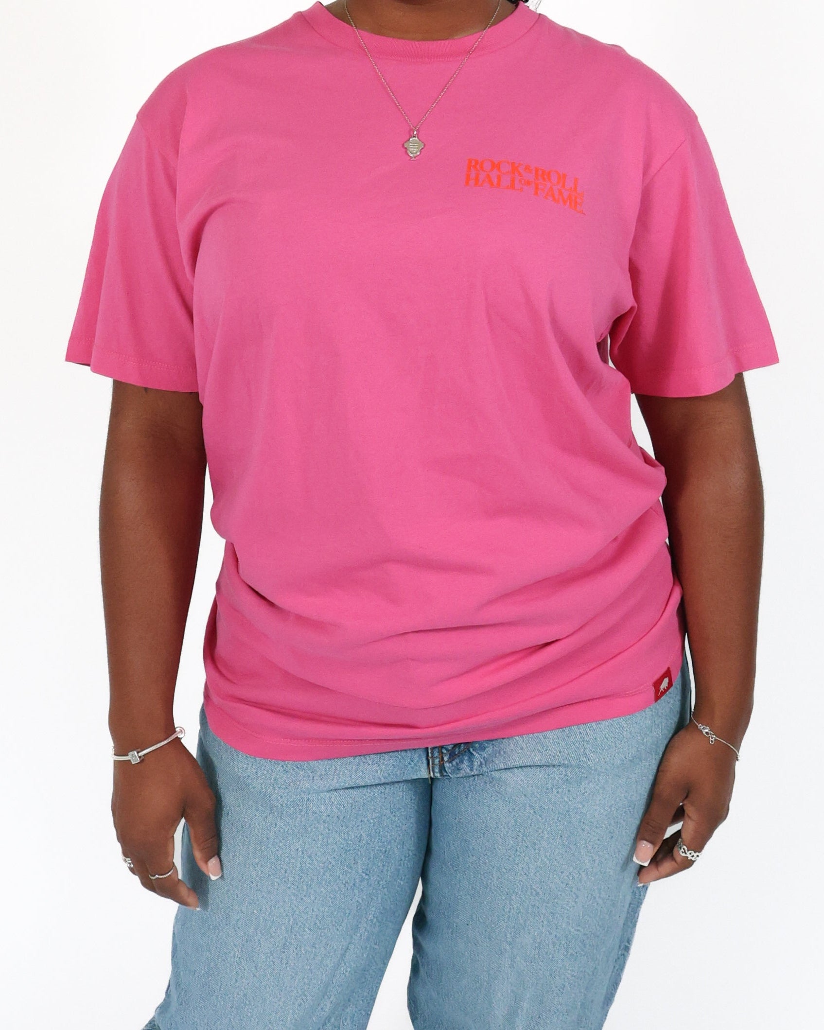 ROCK HALL PINK & ORANGE BLOCKED LOGO T-SHIRT