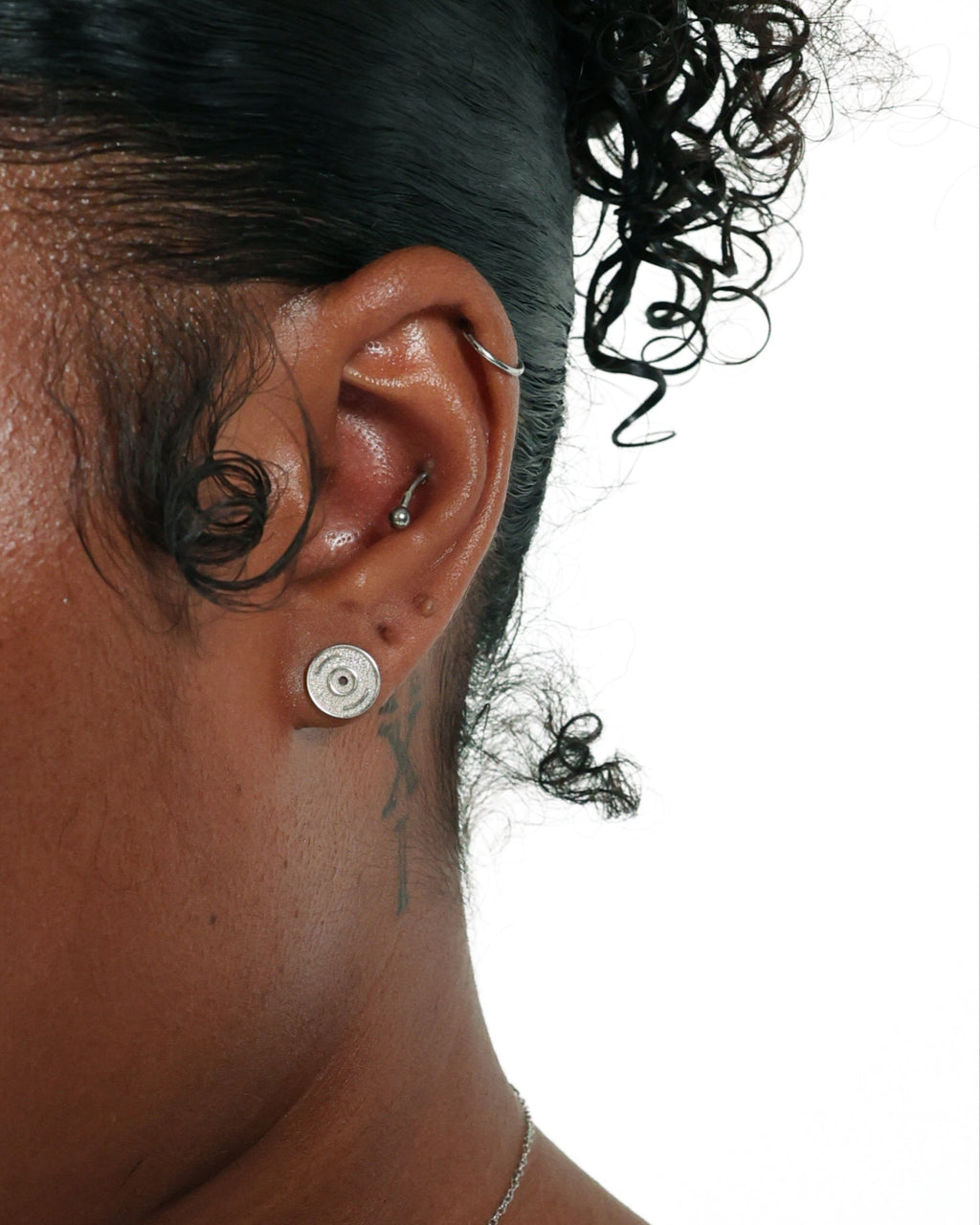 ROCK HALL STERLING SILVER RECORD STUD EARRINGS