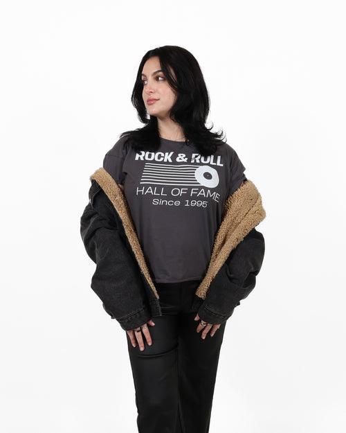 ROCK HALL RETRO RECORD FITTED ONYX T-SHIRT