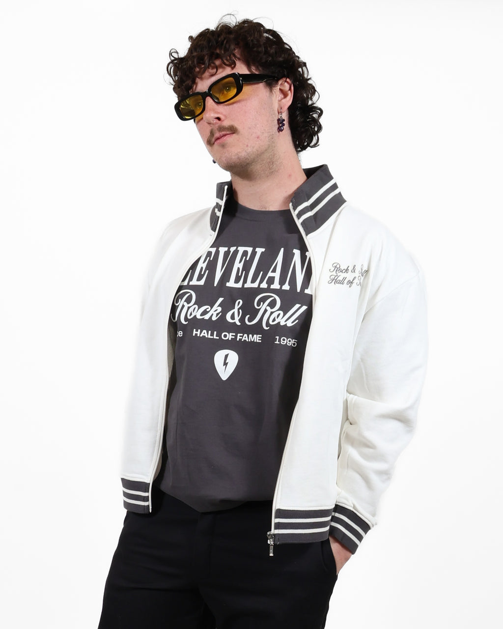 ROCK HALL SUEDE PATCH FITTED FRENCH TERRY JACKET