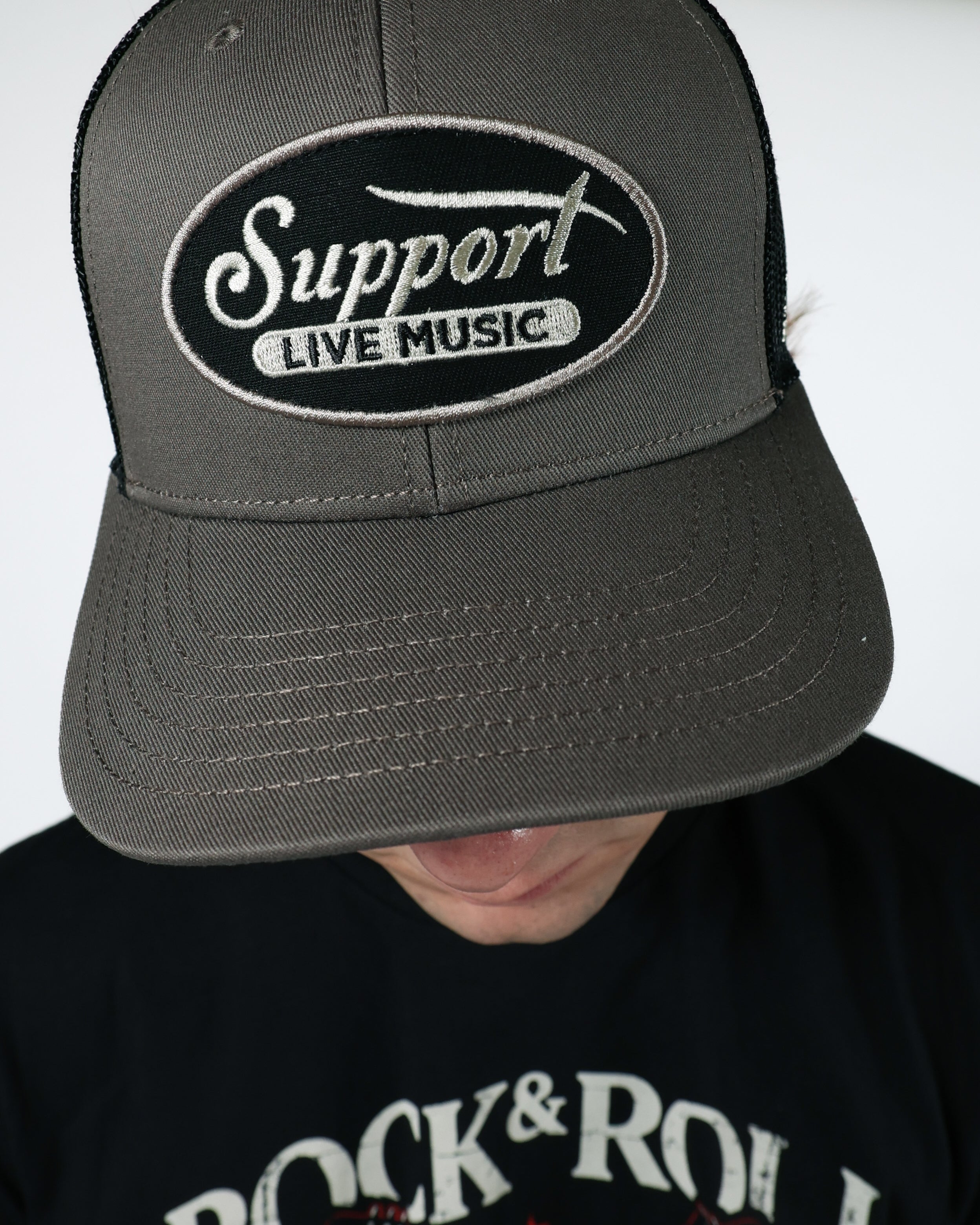 ROCK HALL SUPPORT LIVE MUSIC SCRIPT TRUCKER HAT