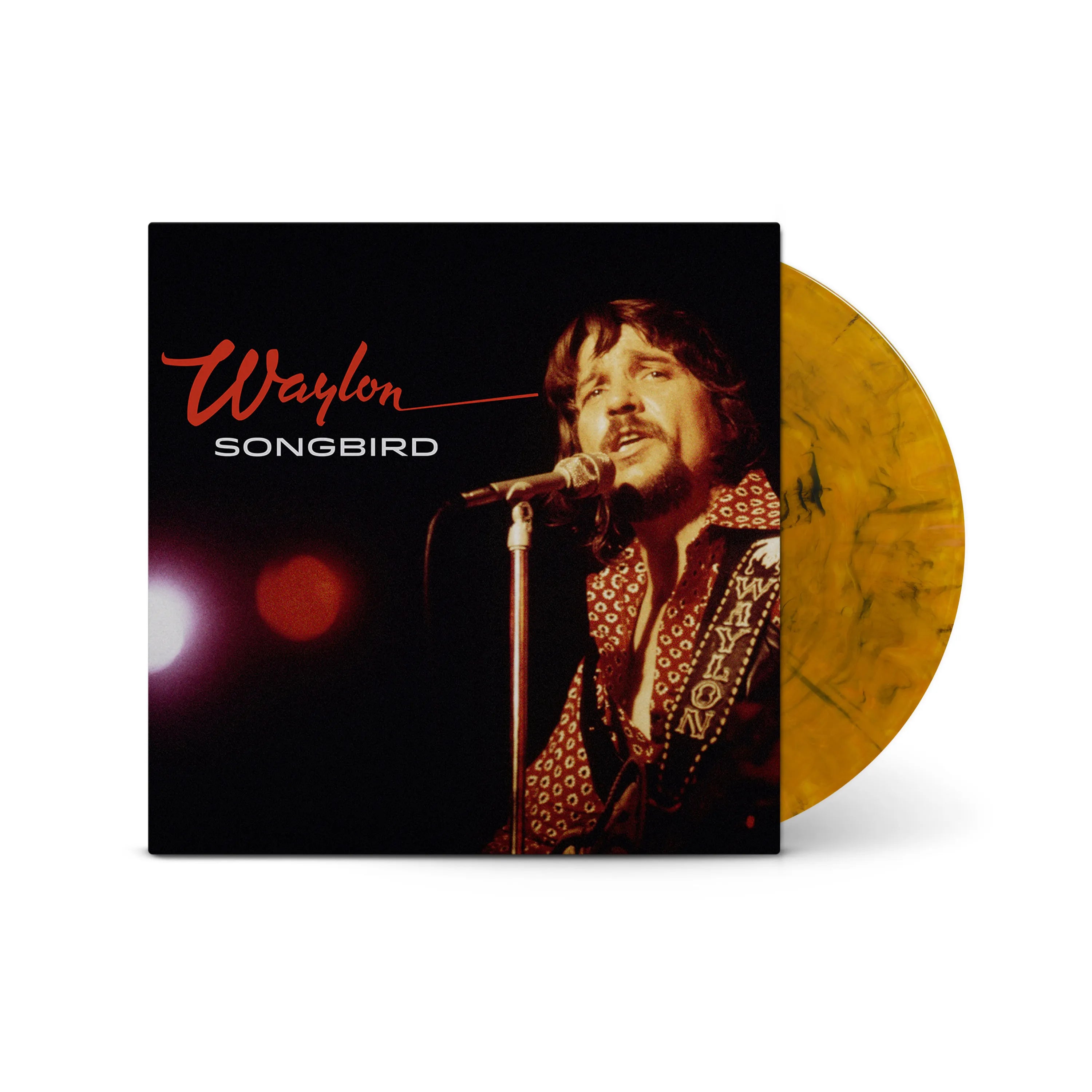 WAYLON JENNINGS - SONGBIRD - YELLOW & BLACK MARBLED COLOR - VINYL LP