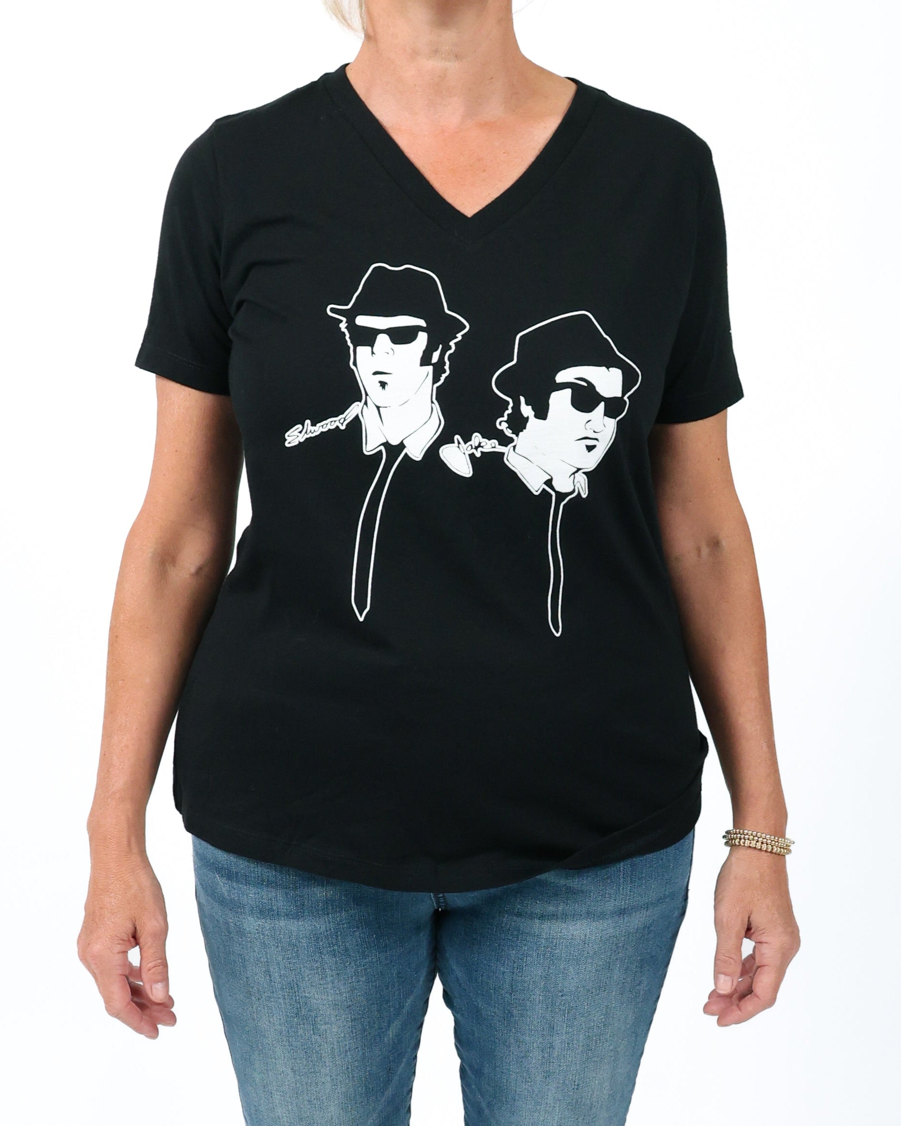 THE BLUES BROTHERS - SILHOUETTE V-NECK T-SHIRT