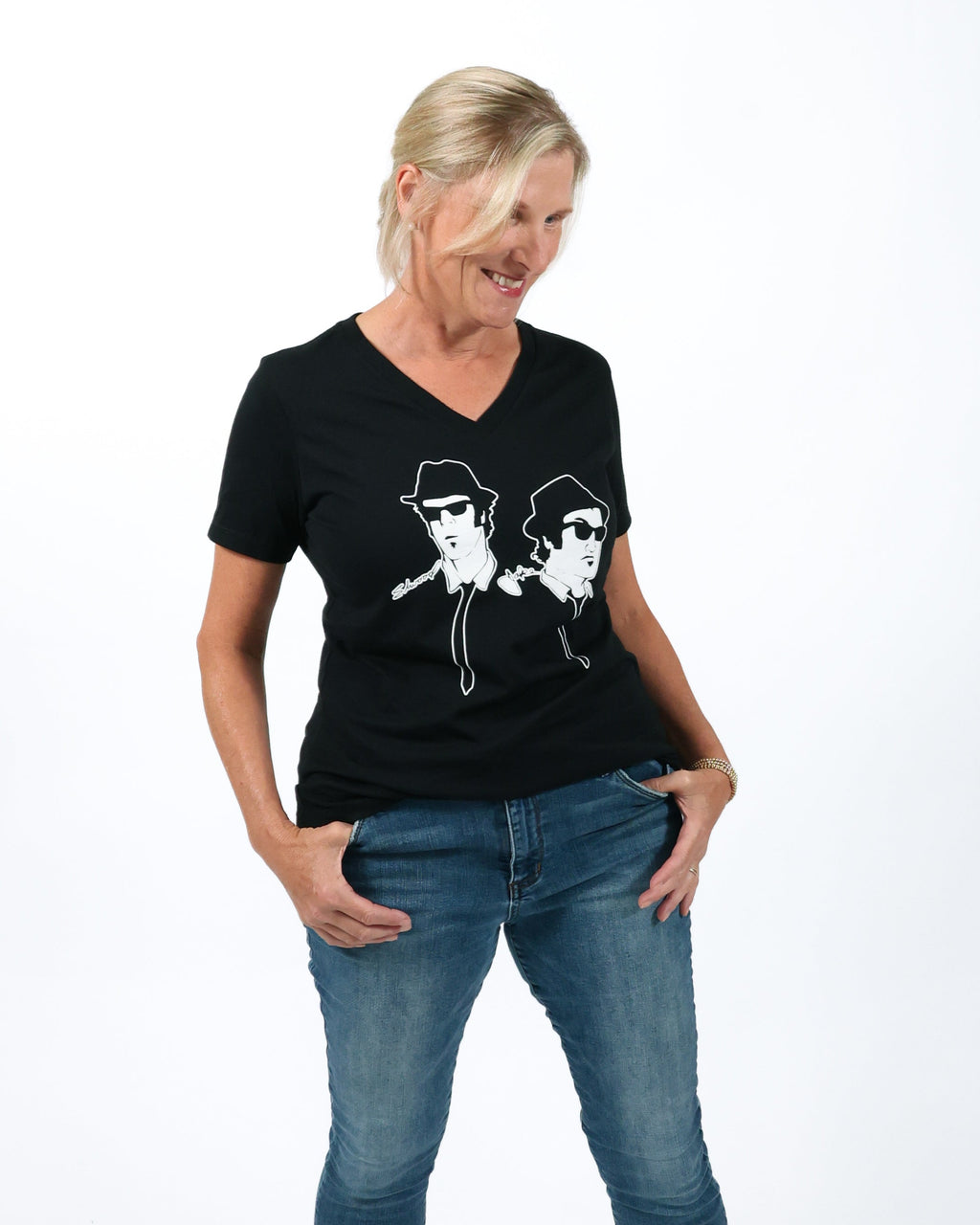 THE BLUES BROTHERS - SILHOUETTE V-NECK T-SHIRT