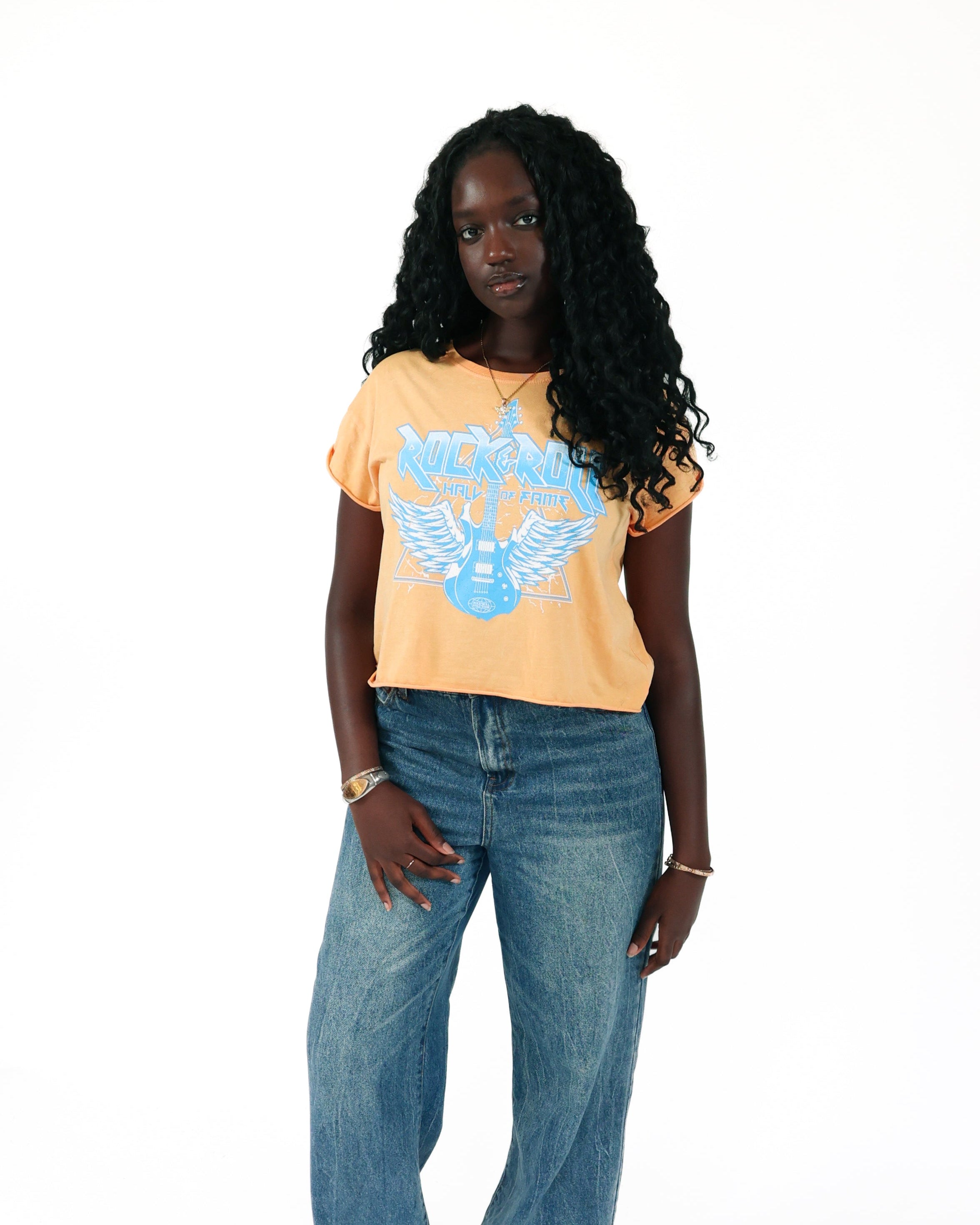 ROCK HALL FEATHERED GUITAR FITTED T-SHIRT