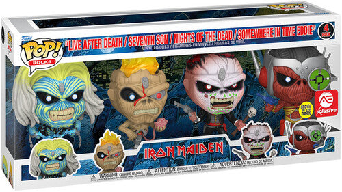 IRON MAIDEN - EDDIE - GLOW IN THE DARK - 4 PACK FUNKO POP! ROCKS