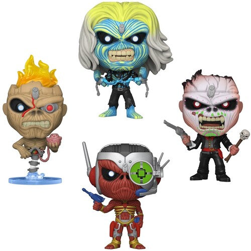 IRON MAIDEN - EDDIE - BRILLA EN LA OSCURIDAD - ¡PAQUETE DE 4 FUNKO POP! ROCAS