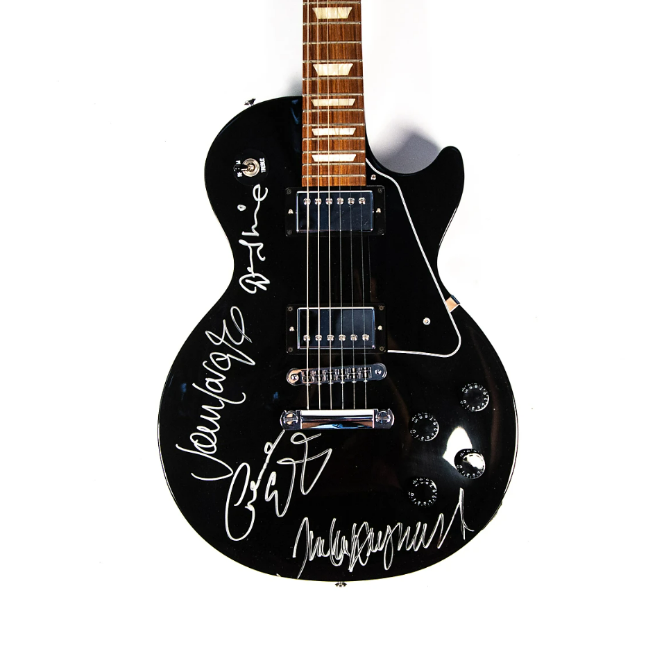 GIBSON LES PAUL BLACK GUITAR - SIGNED BY THE MOODY BLUES
