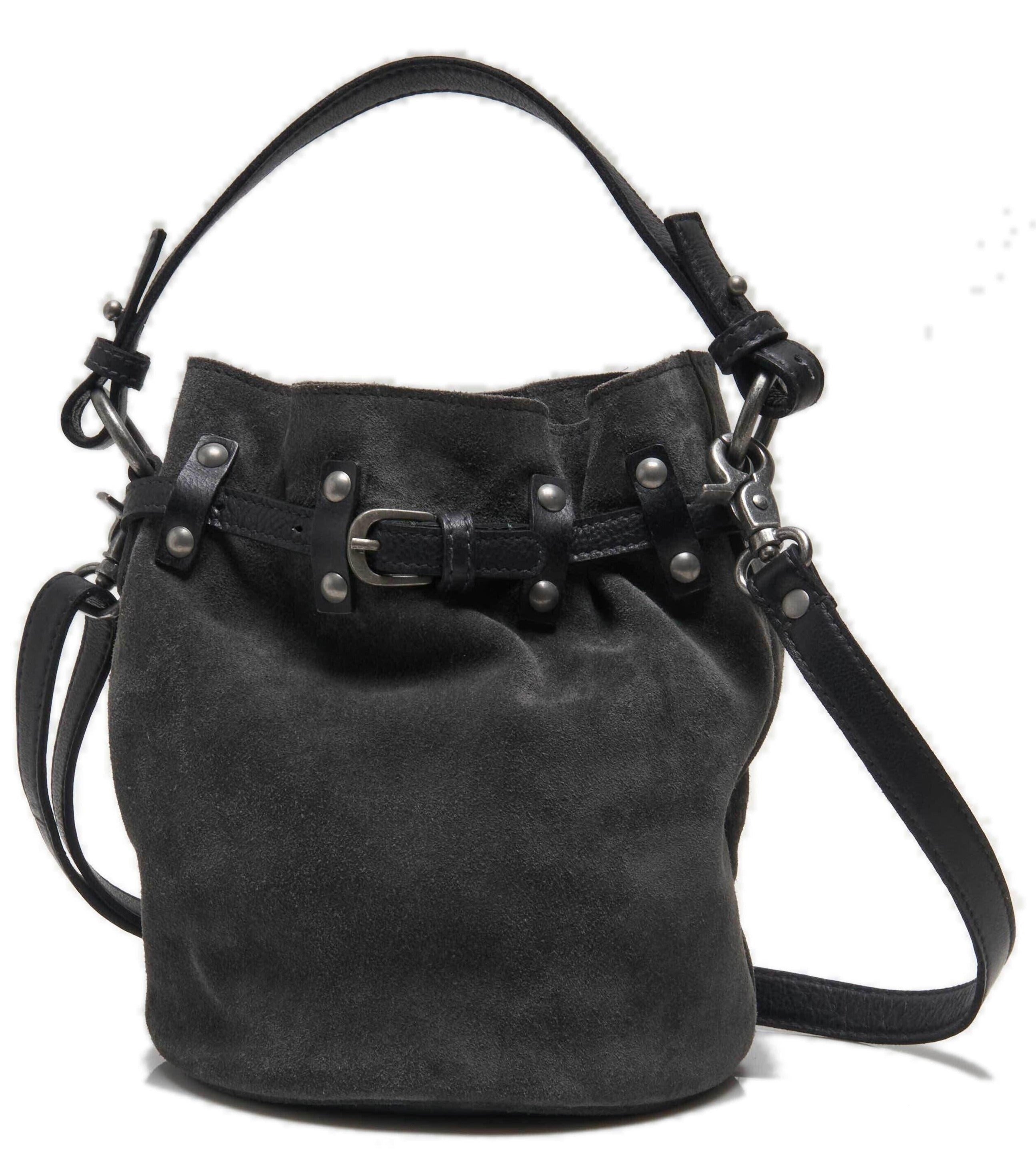 Black suede hotsell bucket bag